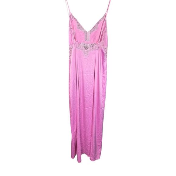 Victoria’s Secret Pink Satin Lace Slip Dress Nightgown Small Maxi Lingerie 🌸 - Picture 6 of 14